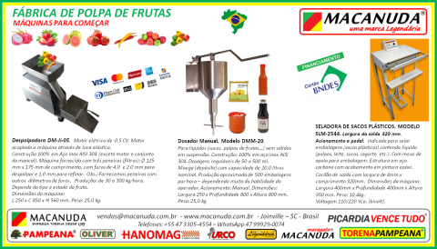 DOSADOR INOX MANUAL PARA POLPA DE FRUTAS MACANUDA